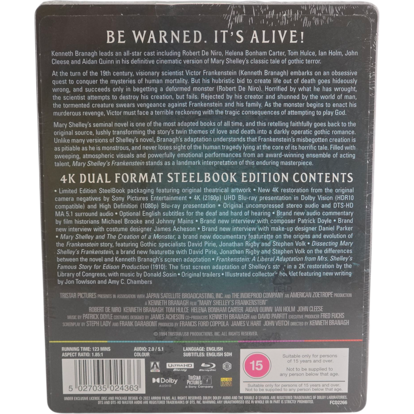 Mary Shelley's Frankenstein 4K Ultra HD + Blu-ray SteelBook Zavvi De Niro Zone B