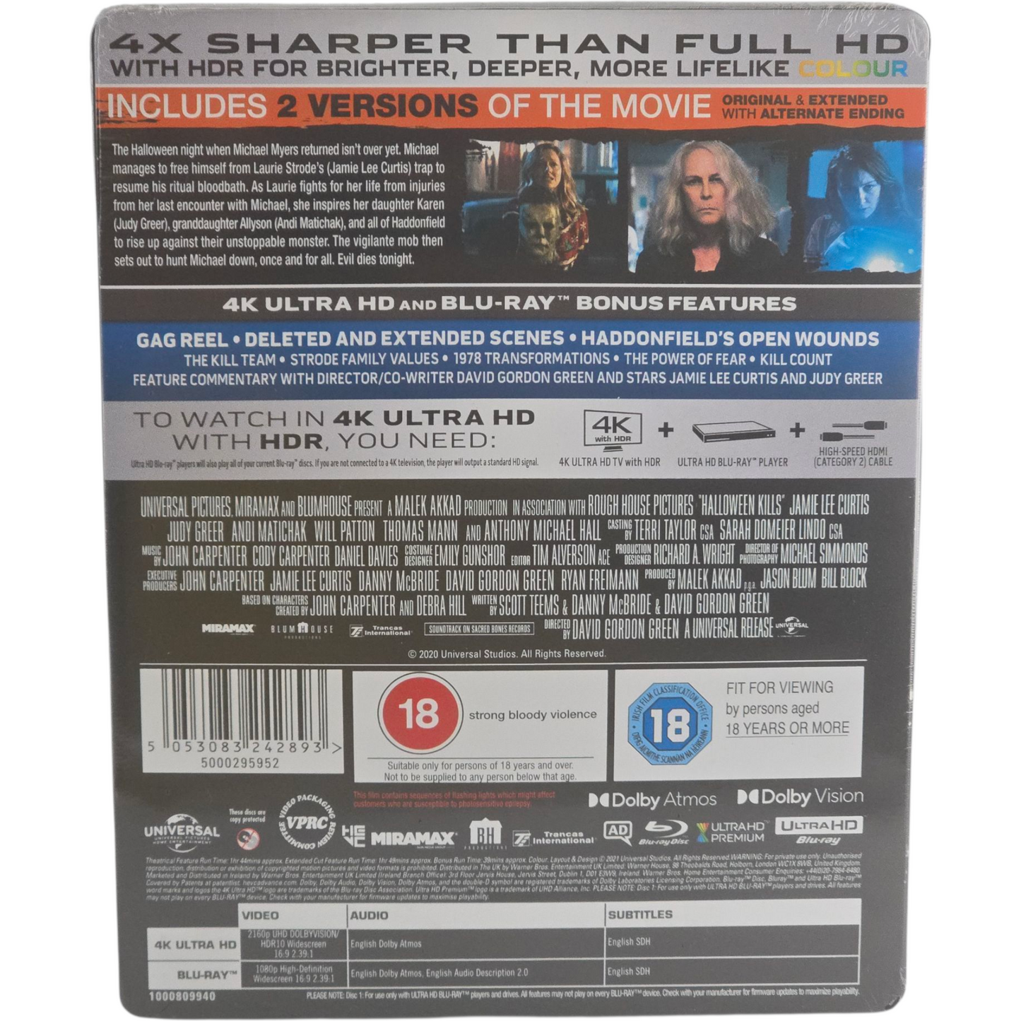 Halloween Kills 4K Ultra HD +Blu-ray Zavvi Limitée Jamie Lee Curtis Zone B[-18]