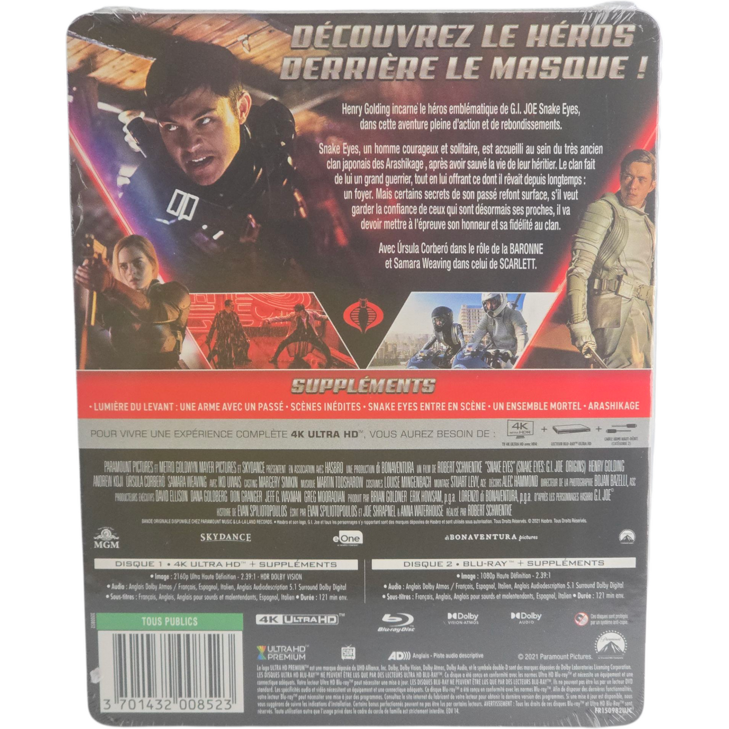 Snake Eyes: G.I. Joe Origins 4K Ultra HD + Blu-ray Steelbook Fnac Limité Zone B