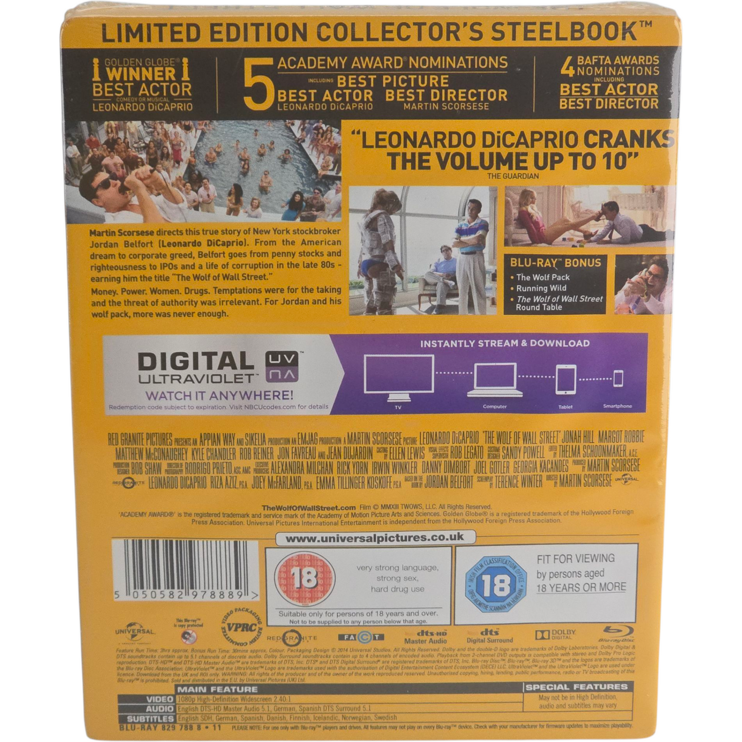 Le loup de Wall Street Blu-ray Steelbook Débossé Zavvi Édt Ltd   DiCaprio, Libre