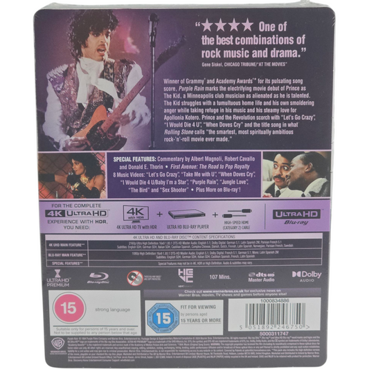 Purple Rain SteelBook 4K Blu-ray UK VF Prince 40e anniversaire Toutes zones