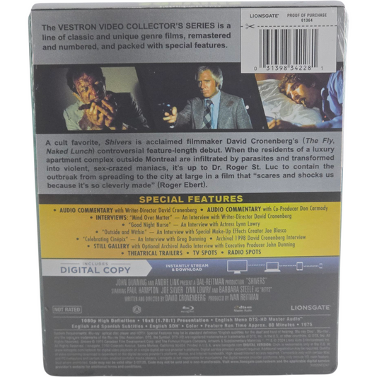Shivers Frissons SteelBook Blu-ray Import USA Vestron Video David Cronenberg