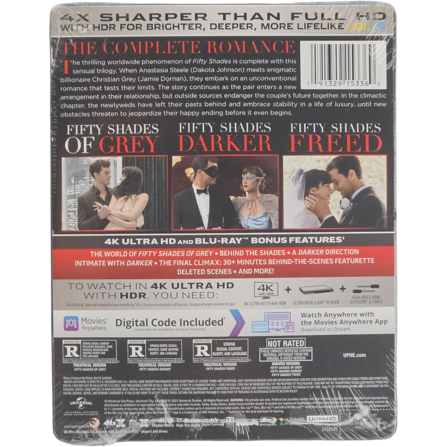 Fifty Shades Trilogy Steelbook 4K Ultra HD + Blu-ray + Digital HD 3 Films[-18] A