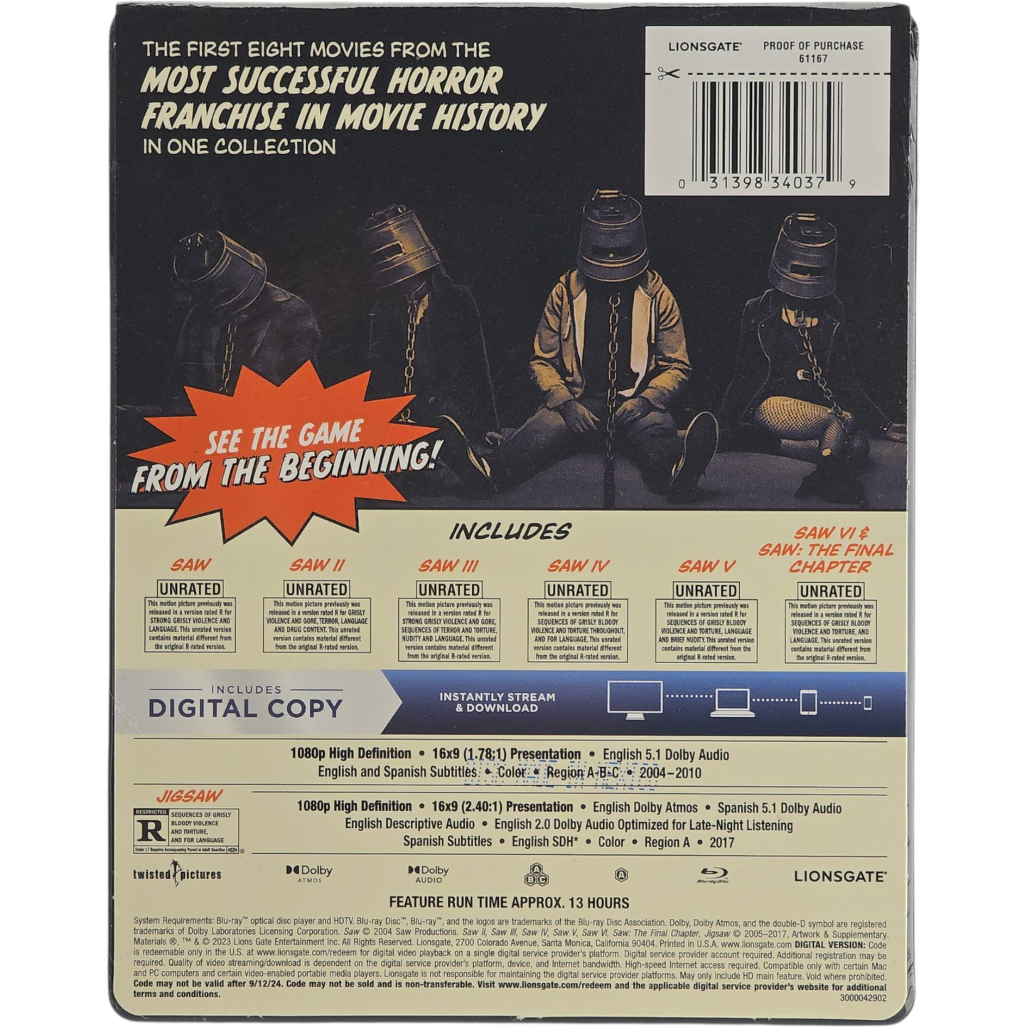 Saw Collection : 8 Films Collection  SteelBook Blu-ray + Digital Edition Limitée  [-18] A