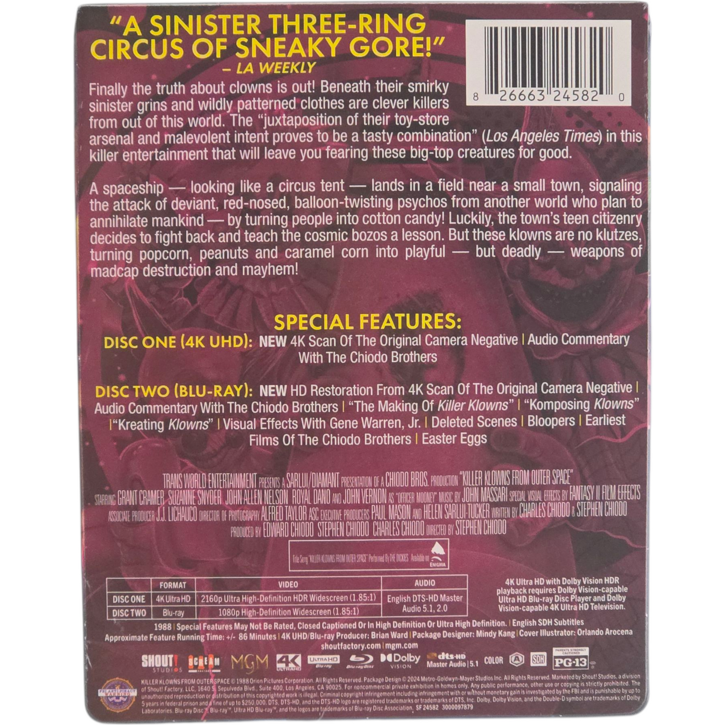 Killer Klowns from Outer Space Steelbook 4K Ultra HD + Blu-ray  Stephen Chiodo A
