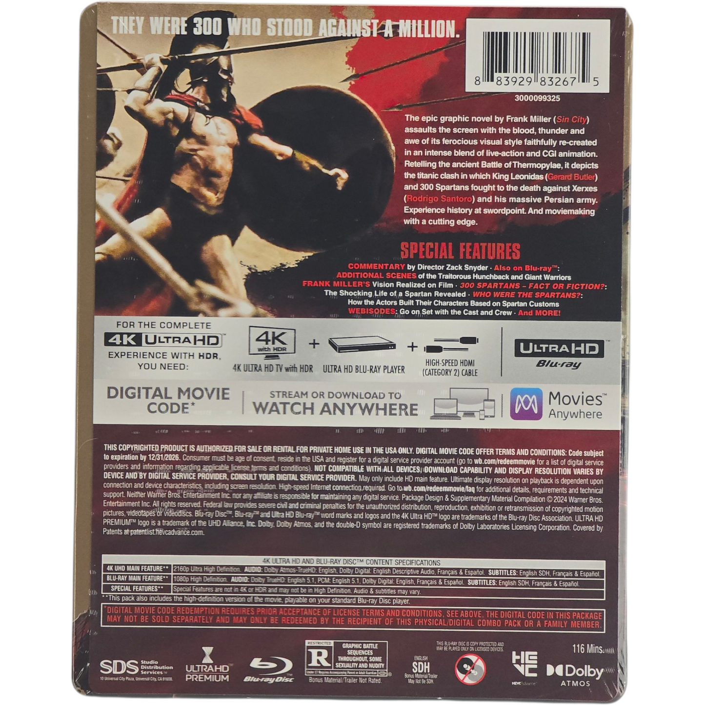 300 SteelBook 4K Ultra HD + Blu-ray + Digital 4K Ltd édt Gerard Butler [-18] A