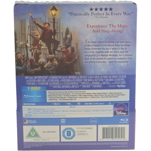 Le Retour de Mary Poppins (2018) - SteelBook Blu-ray - Zone B - vue 3