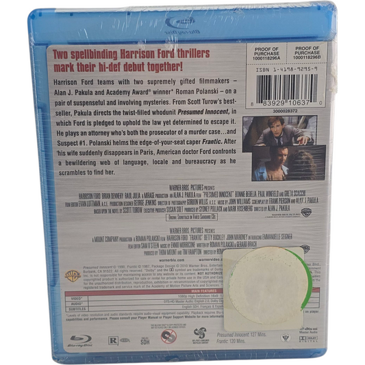 Presumed Innocent / Frantic – Blu-ray – Toutes zones