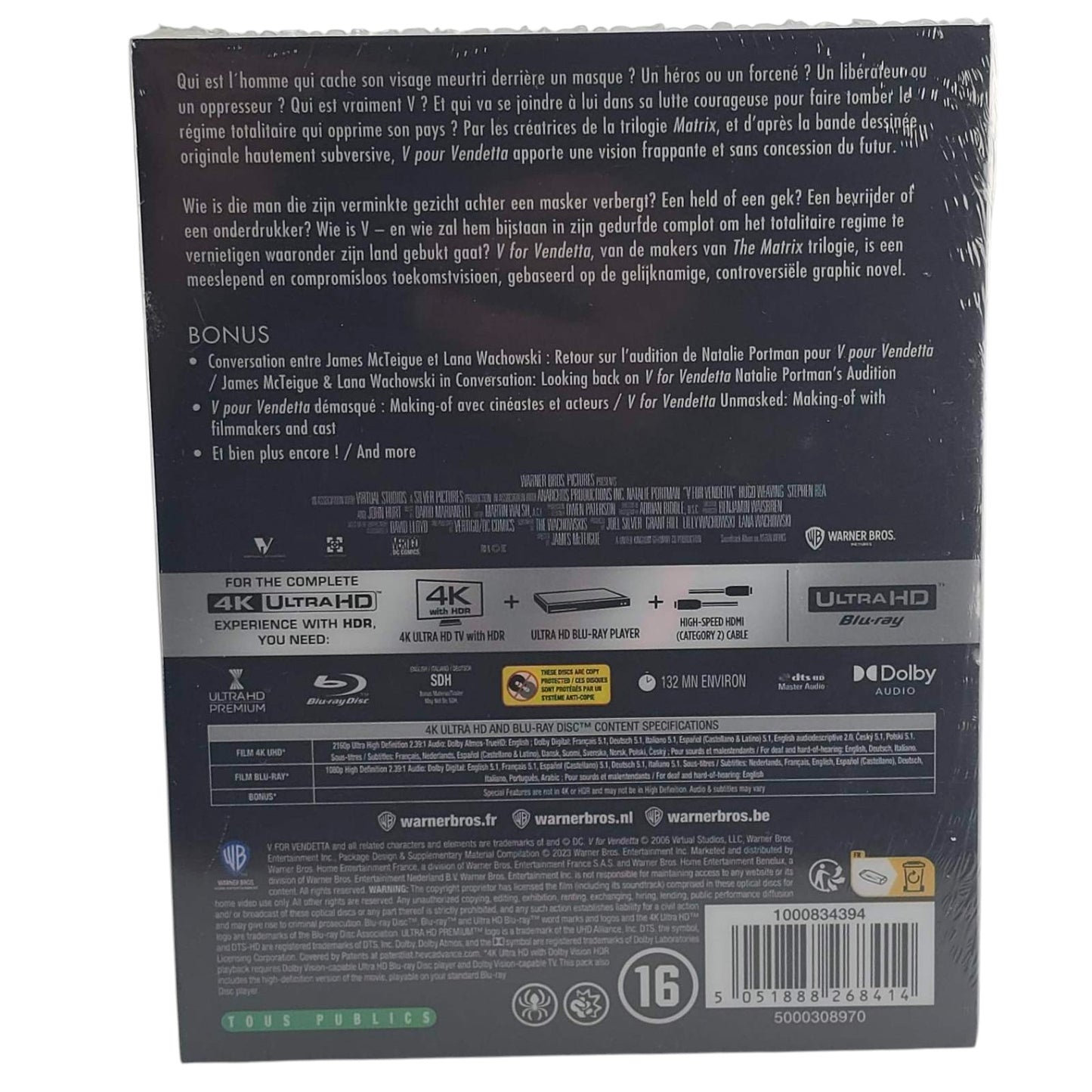 V for Vendetta SteelBook 4K Ultra HD +Blu-ray Mondo X Édition limitée Zone B