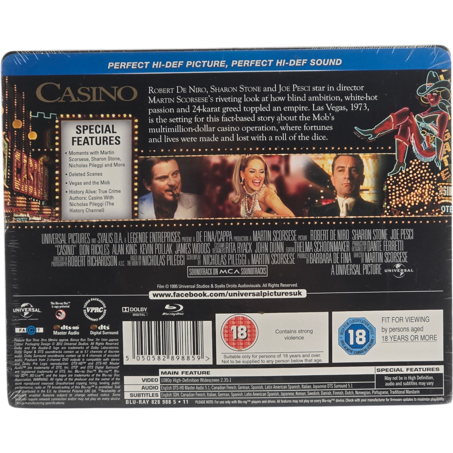 Casino SteelBook Débossé Blu-ray Zavvi Martin Scorsese Robert De Niro Libre[-18]