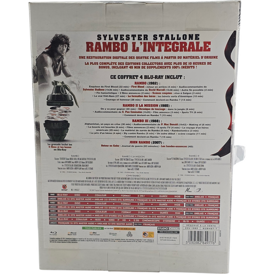 Rambo Collection Blu-ray : 4 Films Collector Coffret Grenade Packaging – Zone B