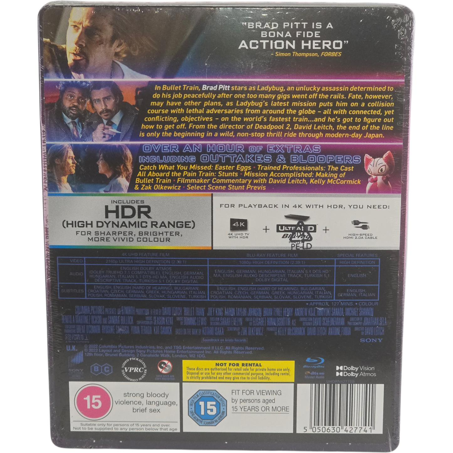 Bullet Train 4K Ultra HD + Blu-ray SteelBook Brad Pitt Zone B