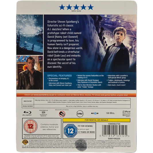 A.I. Artificial Intelligence SteelBook Blu-ray Débossé Zavvi VF Steven Spielberg