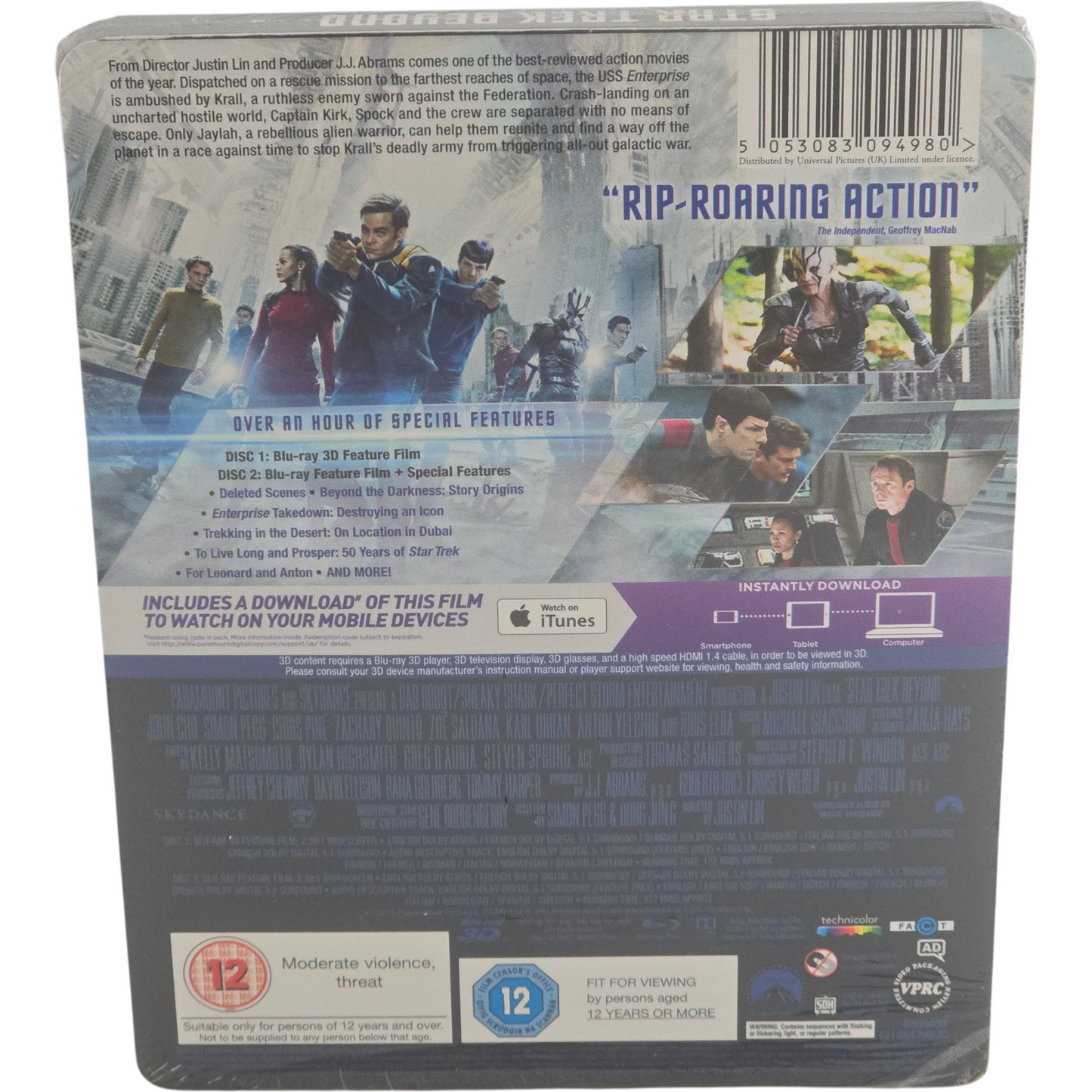 Star Trek Beyond Steelbook Débossé Blu-ray 3D + Blu-ray Chris Pine, Zone B