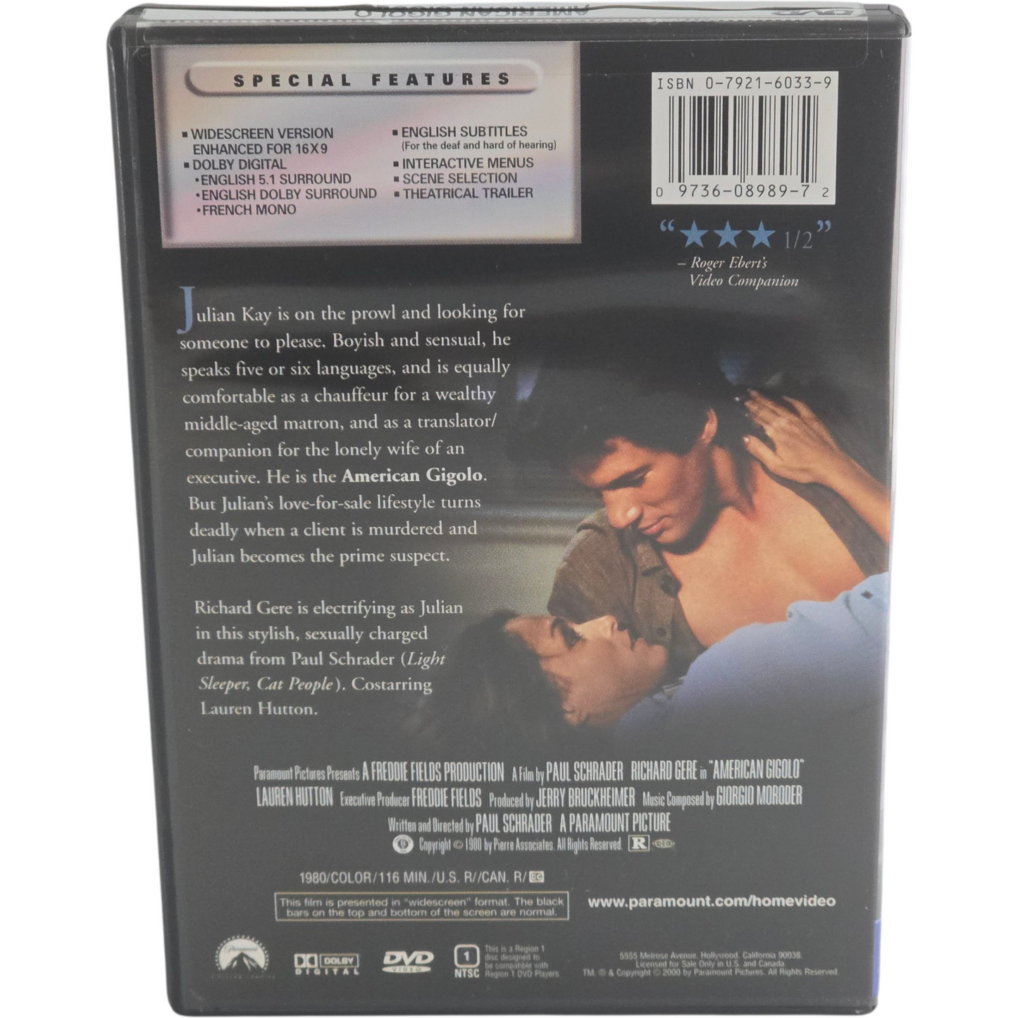 American Gigolo  DVD Richard Gere, Lauren Hutton Zone 1 US Import