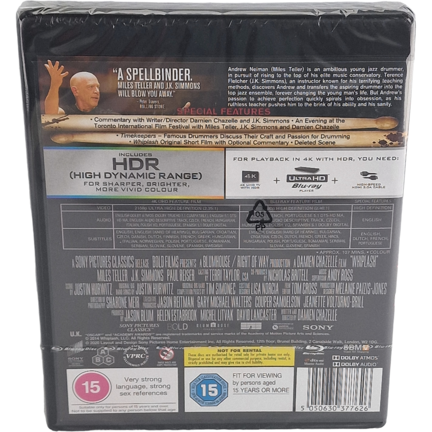Whiplash 4K Ultra HD + Blu-ray  2014  Miles Teller, J.K. Simmons Zone Libre