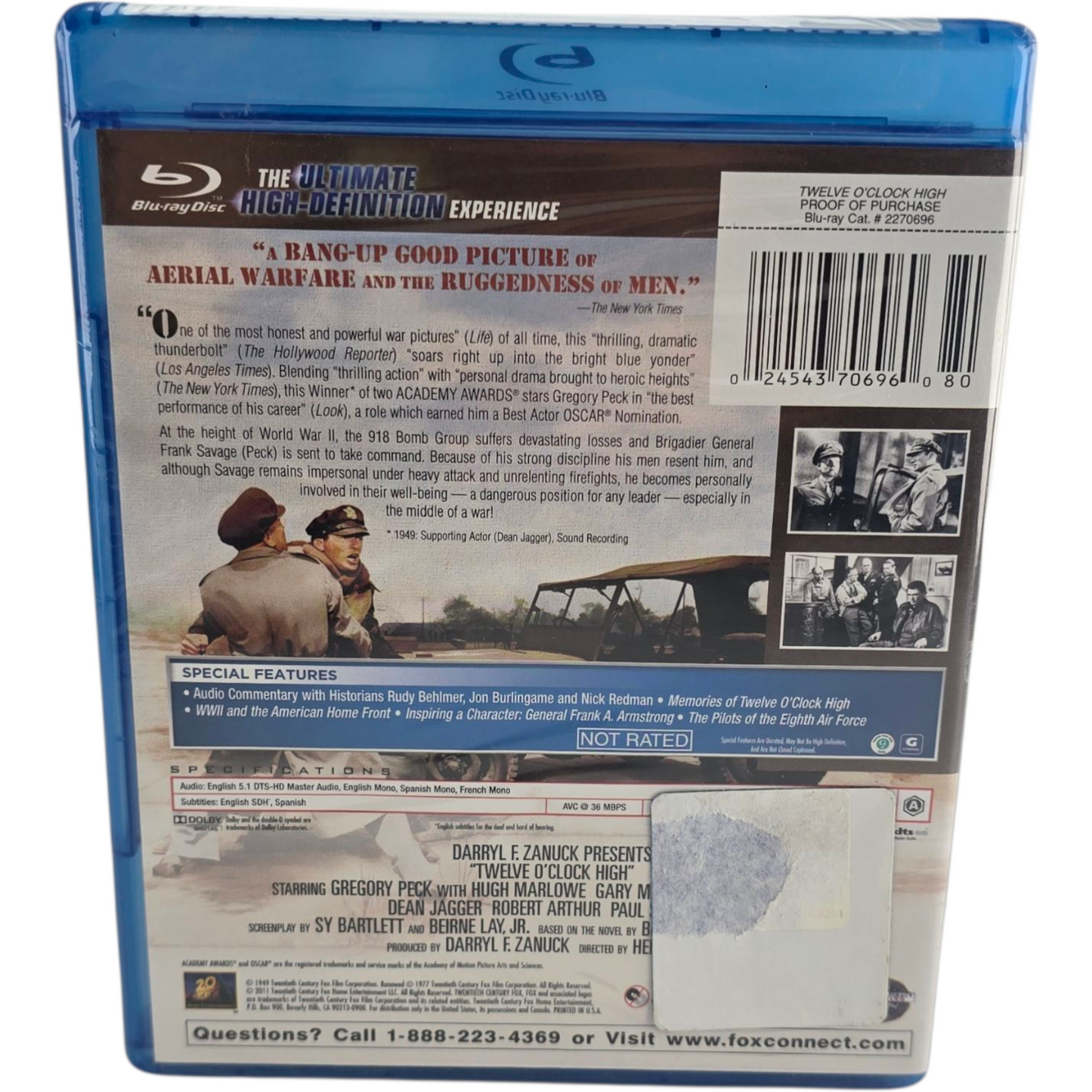 Twelve O'Clock High Blu-ray Gregory Peck, Hugh Marlowe Zone 1 US Import