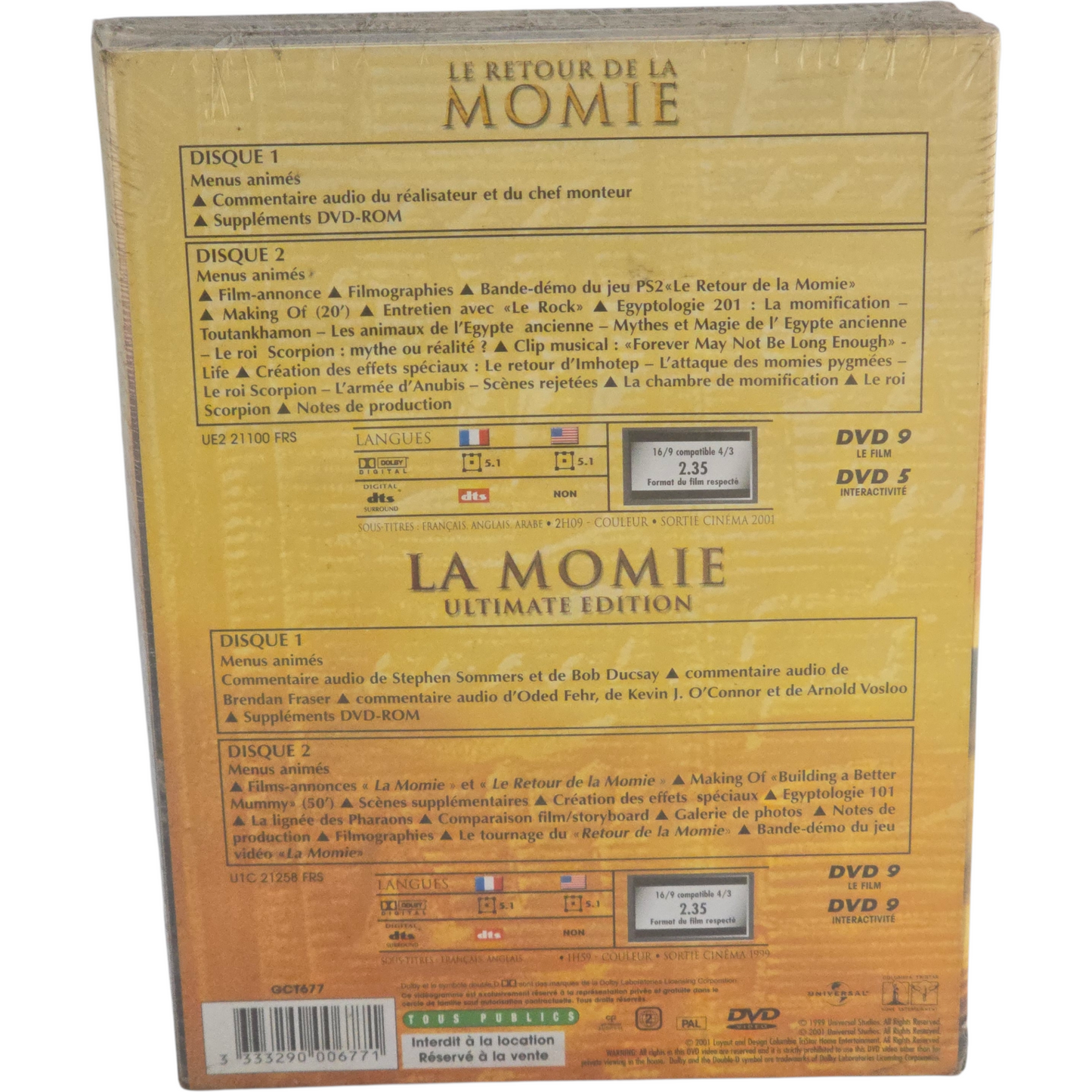La Momie + Le Retour De La Momie Blu-ray Deluxe Edt Stephen Sommers Zone B