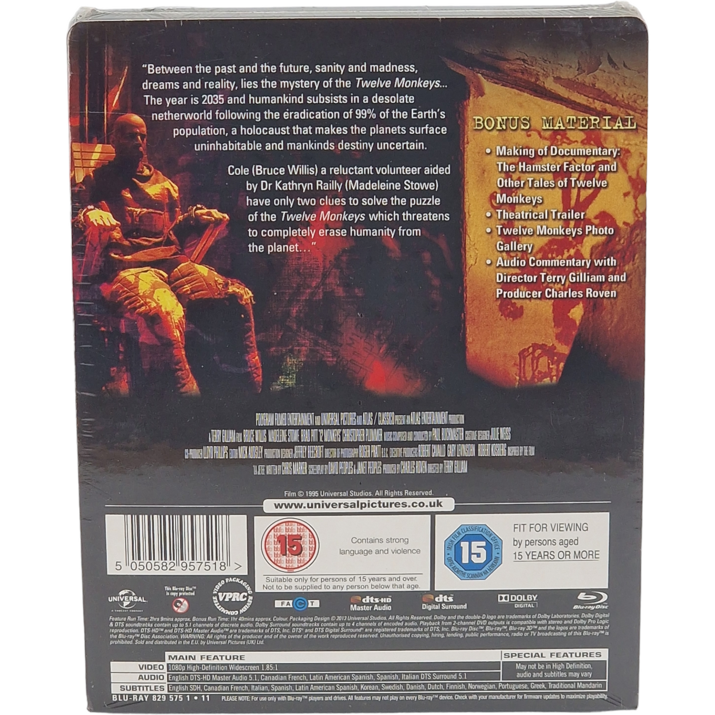 Twelve 12 Monkeys Blu-ray Steelbook Zavvi Limitée Bruce Willis , Brad Pitt