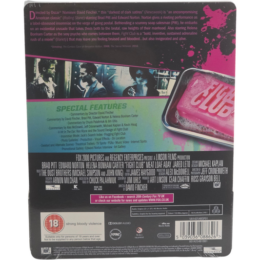 Fight Club SteelBook Blu-ray UK Toutes Zones Brad Pitt Edward Norton Fincher