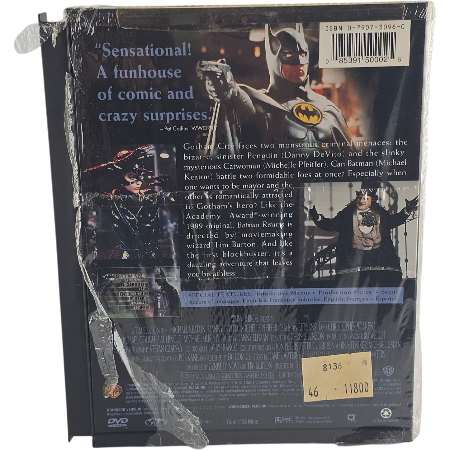 Batman Returns DVD  Snap Case Tim Burton Zone 1 US Import
