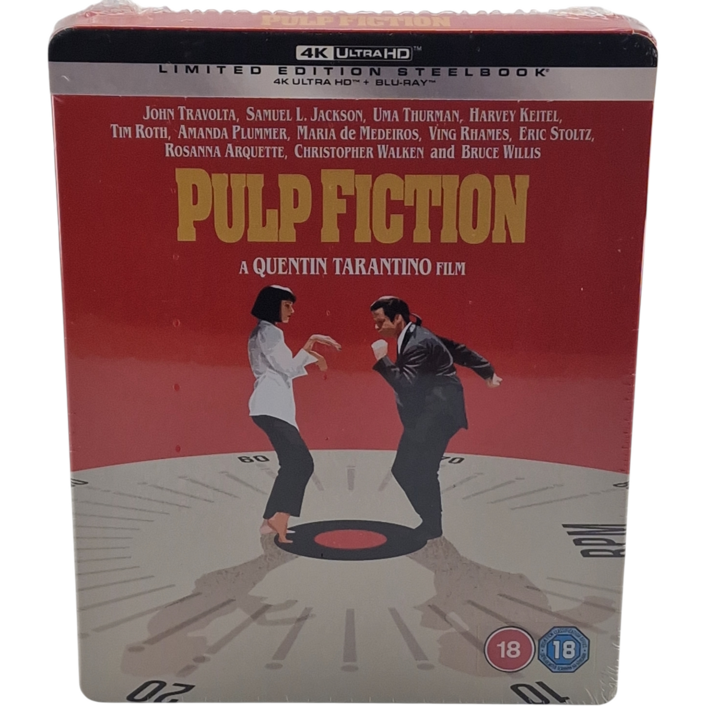 Pulp Fiction SteelBook 4K Ultra HD+Blu-ray limité Zavvi Tarantino Travolta[-18]B