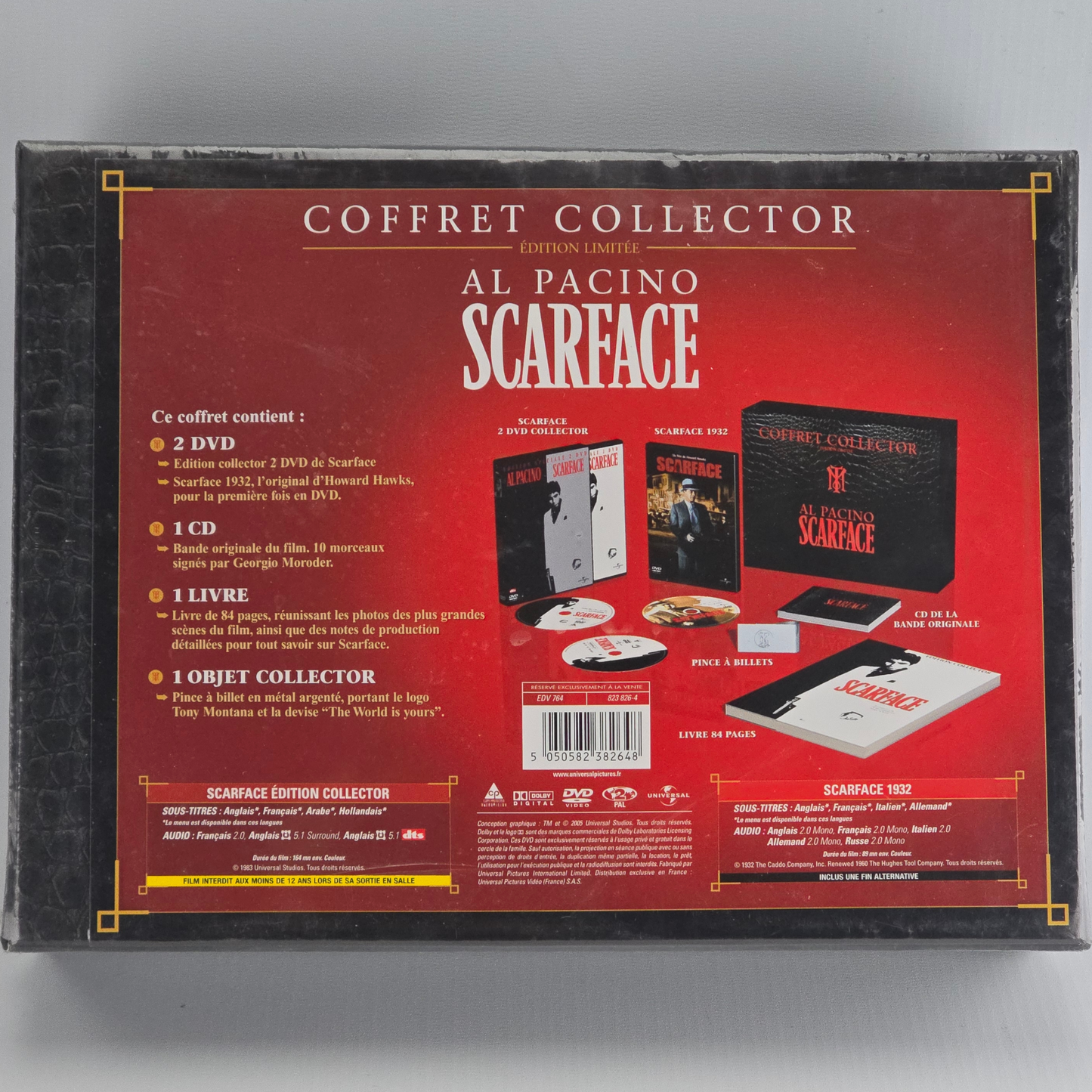 Scarface  Collector Édt Ltd 3 DVD + CD +Livre + Pince à billets métal argenté Z2