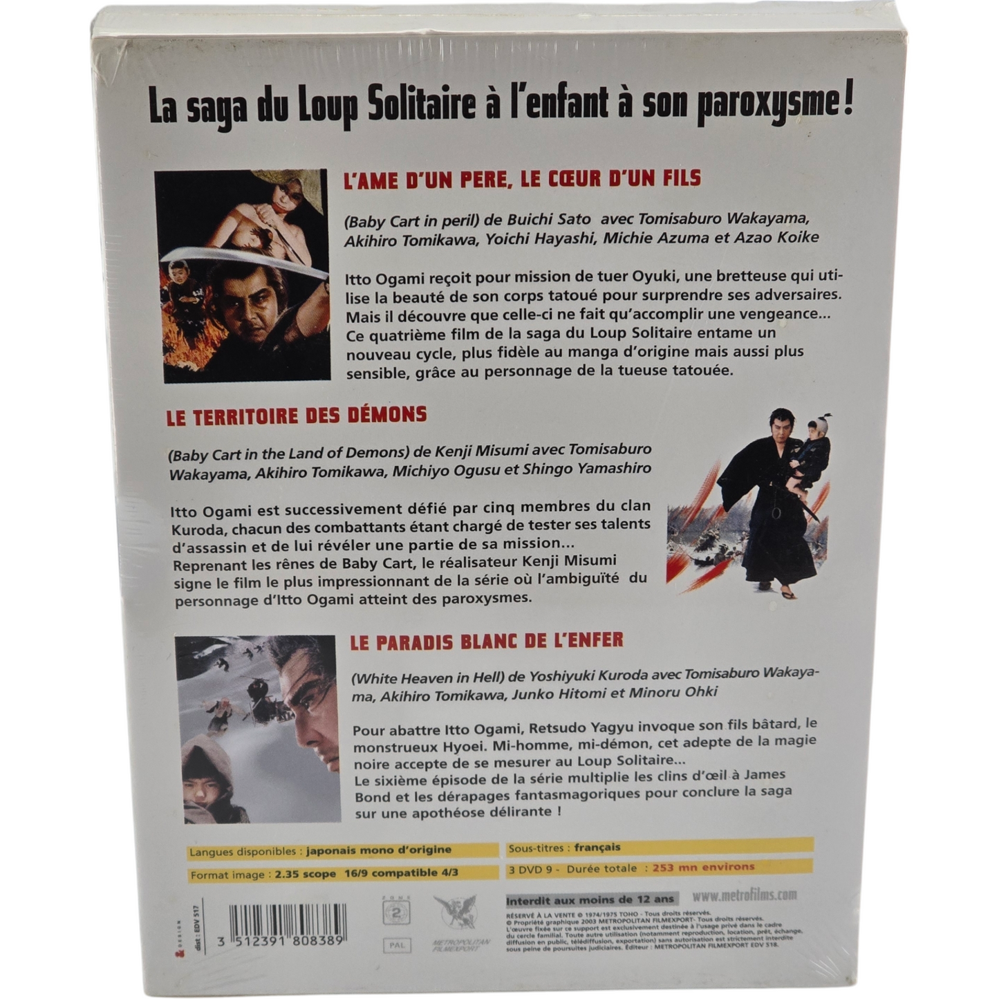 Baby Cart vol.2  DVD  L'âme d'un père le cœur d'un fils,des démons,paradis blanc