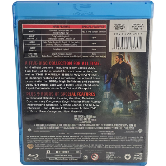 Blade Runner – Édition Collector 5 disques – Blu-ray Zone A + DVD Zone 1