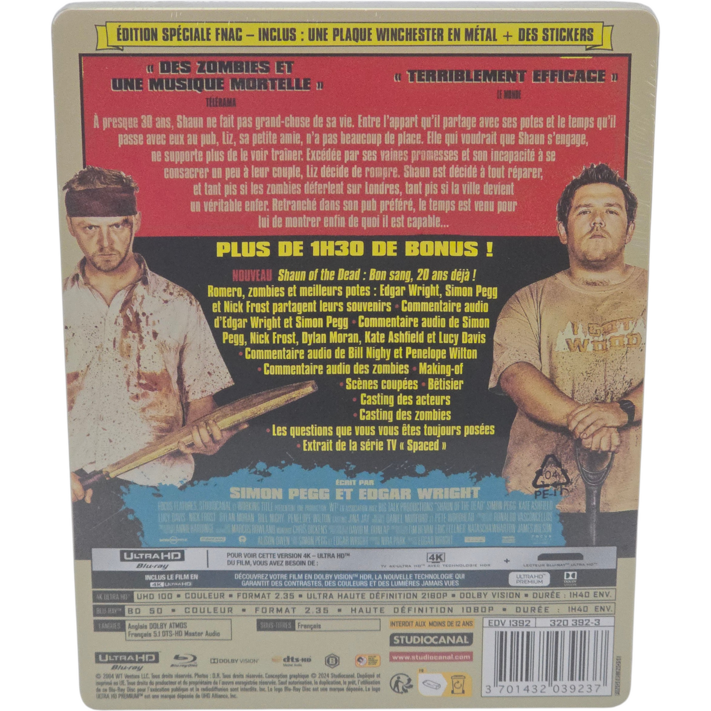Shaun of the Dead 4K Ultra HD + Blu-ray Steelbook Édition  Limitée Fnac B