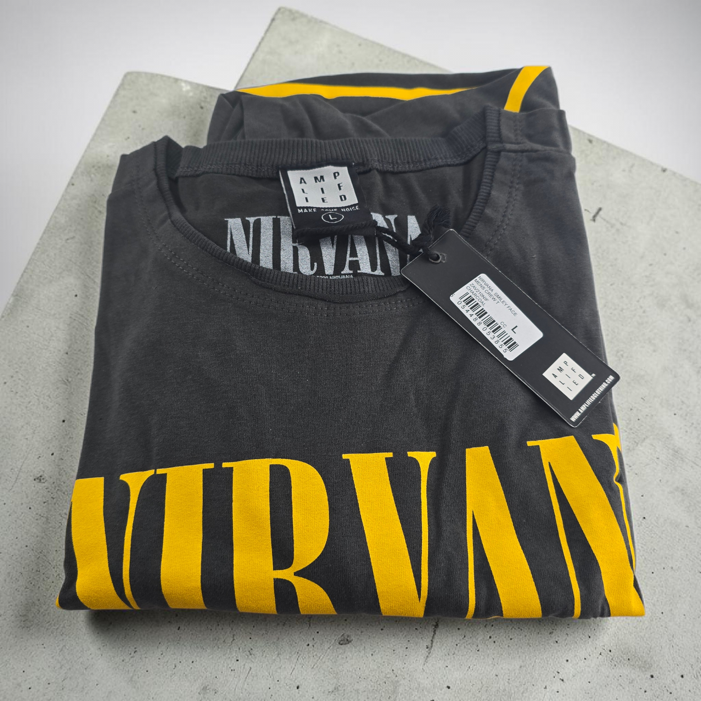 T-shirt Nirvana Officiel “Face” Charcoal Vintage – Amplified Rock Grunge