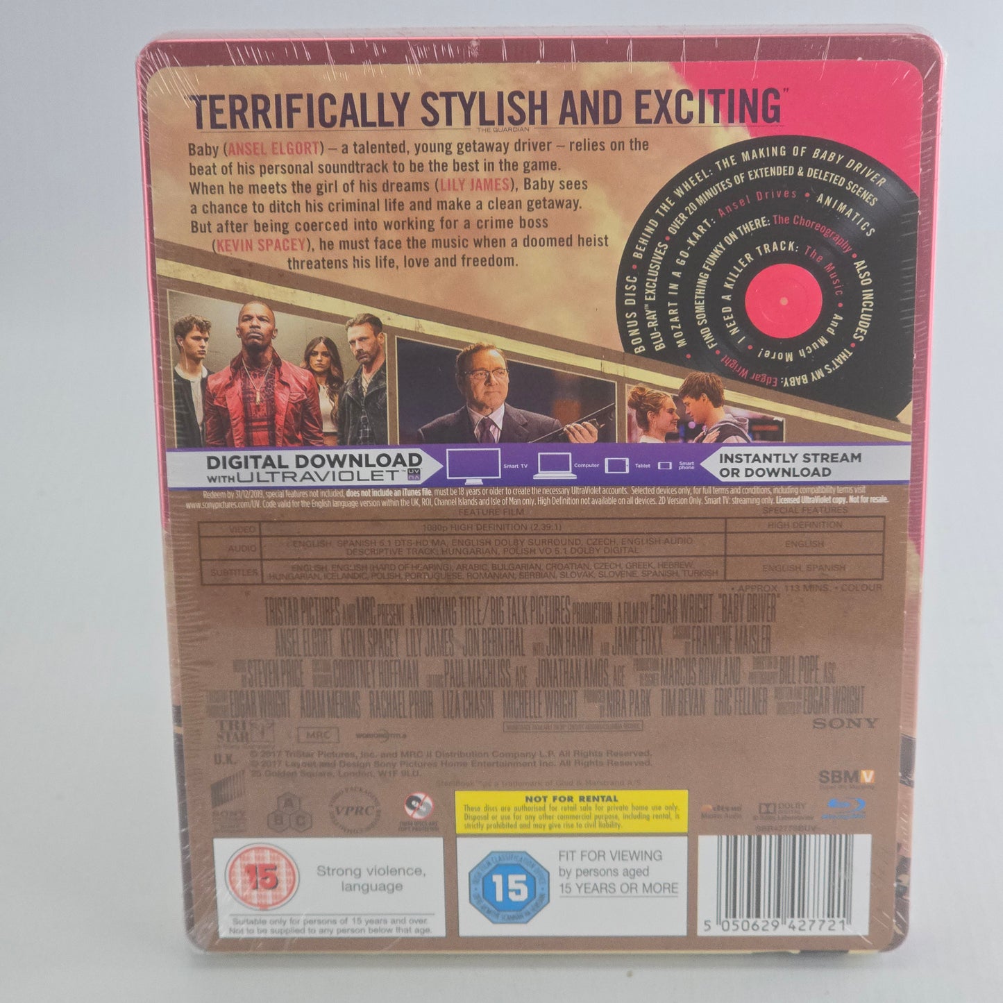 Baby Driver SteelBook Blu-ray Limited Edition Kevin Spacey Zone B