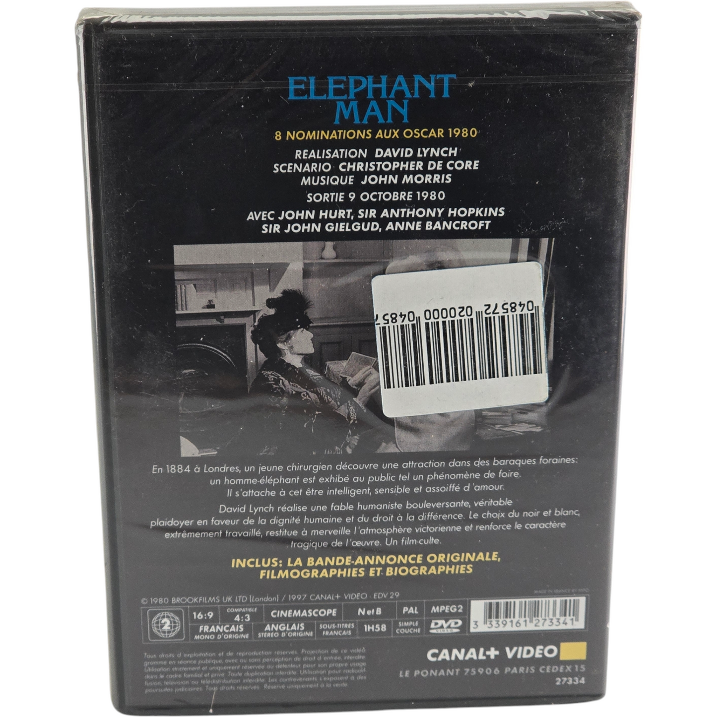 Elephant Man 1980 DVD  David Lynch  Anthony Hopkins  John Hurt 1998  Zone 2