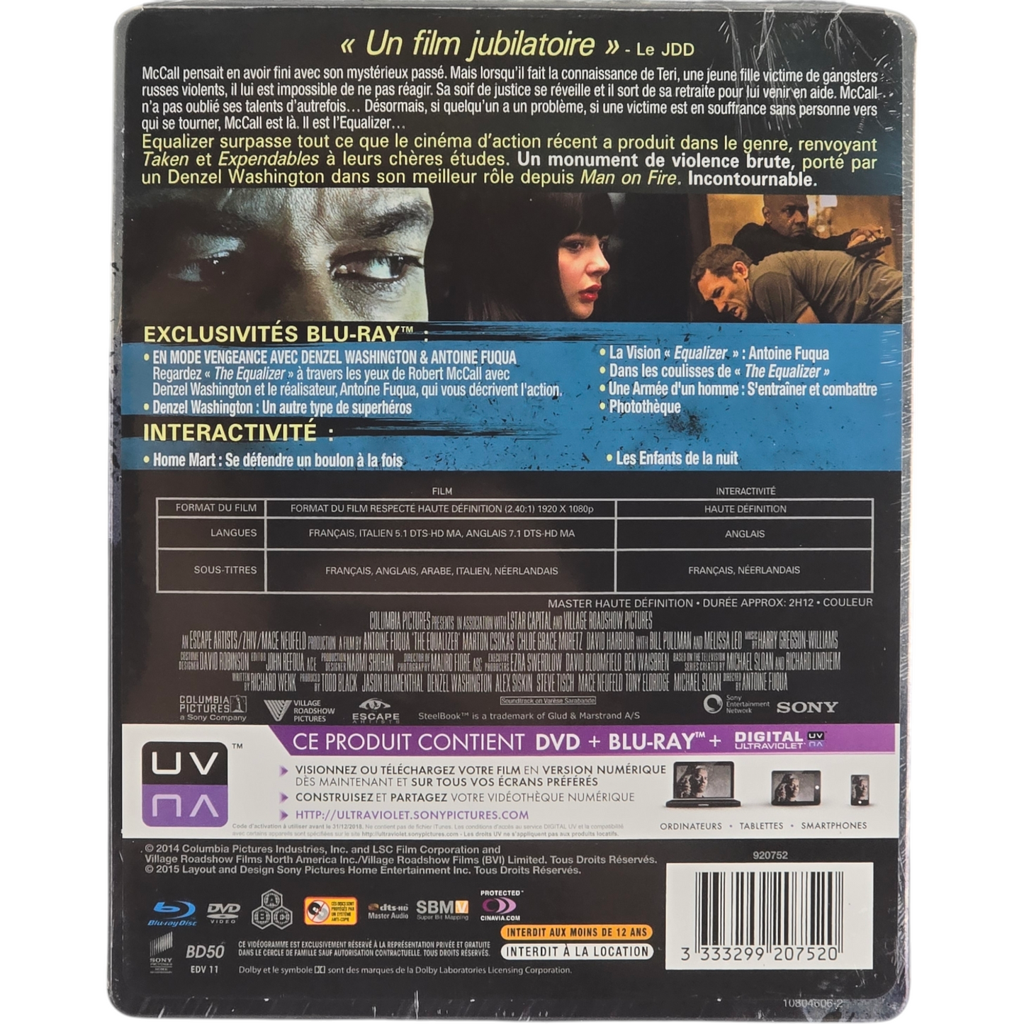 The Equalizer Steelbook Blu-ray + DVD Denzel Washington ltd edition 2015  Libre