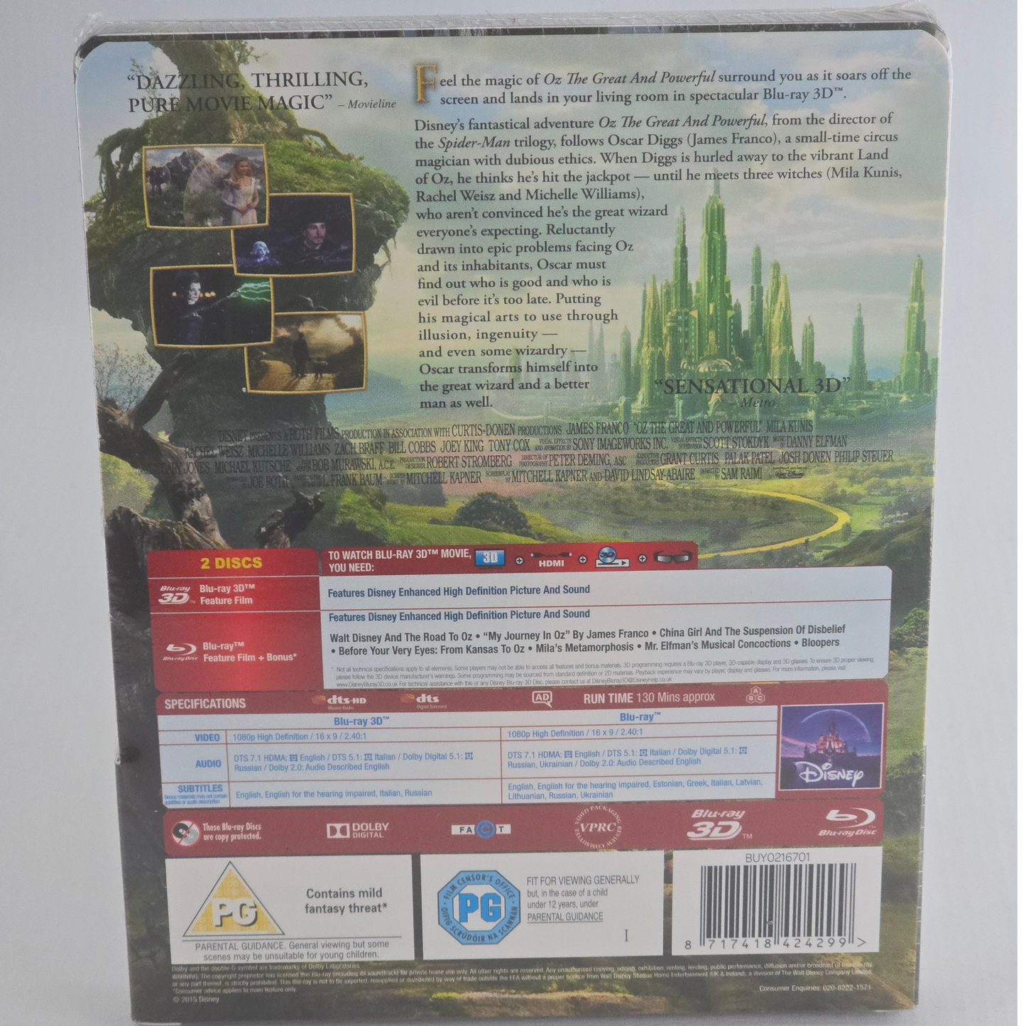 Oz the Great and Powerful SteelBook Débossé Blu-ray Zavvi Ltd 3000 Ex Zone B.A