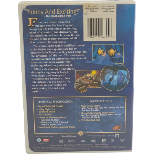 Atlantis: The Lost Empire DVD Disney – Zone 1 Canada