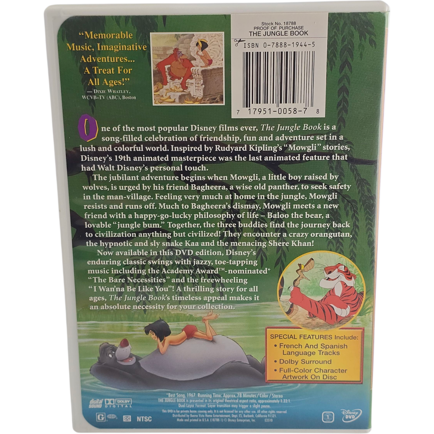 The Jungle Book DVD Disney Classic Collection Zone 1 US Import