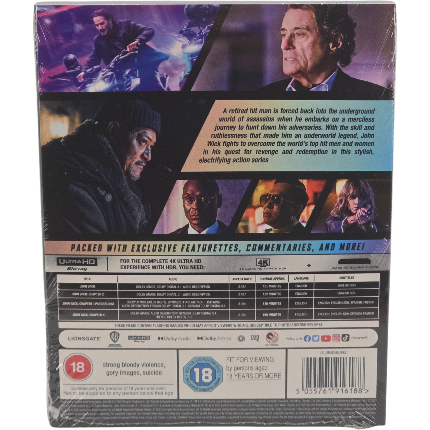 John Wick: Chapters 1-4   4K Ultra HD + Blu-ray  Keanu Reeves Zone B [-18]