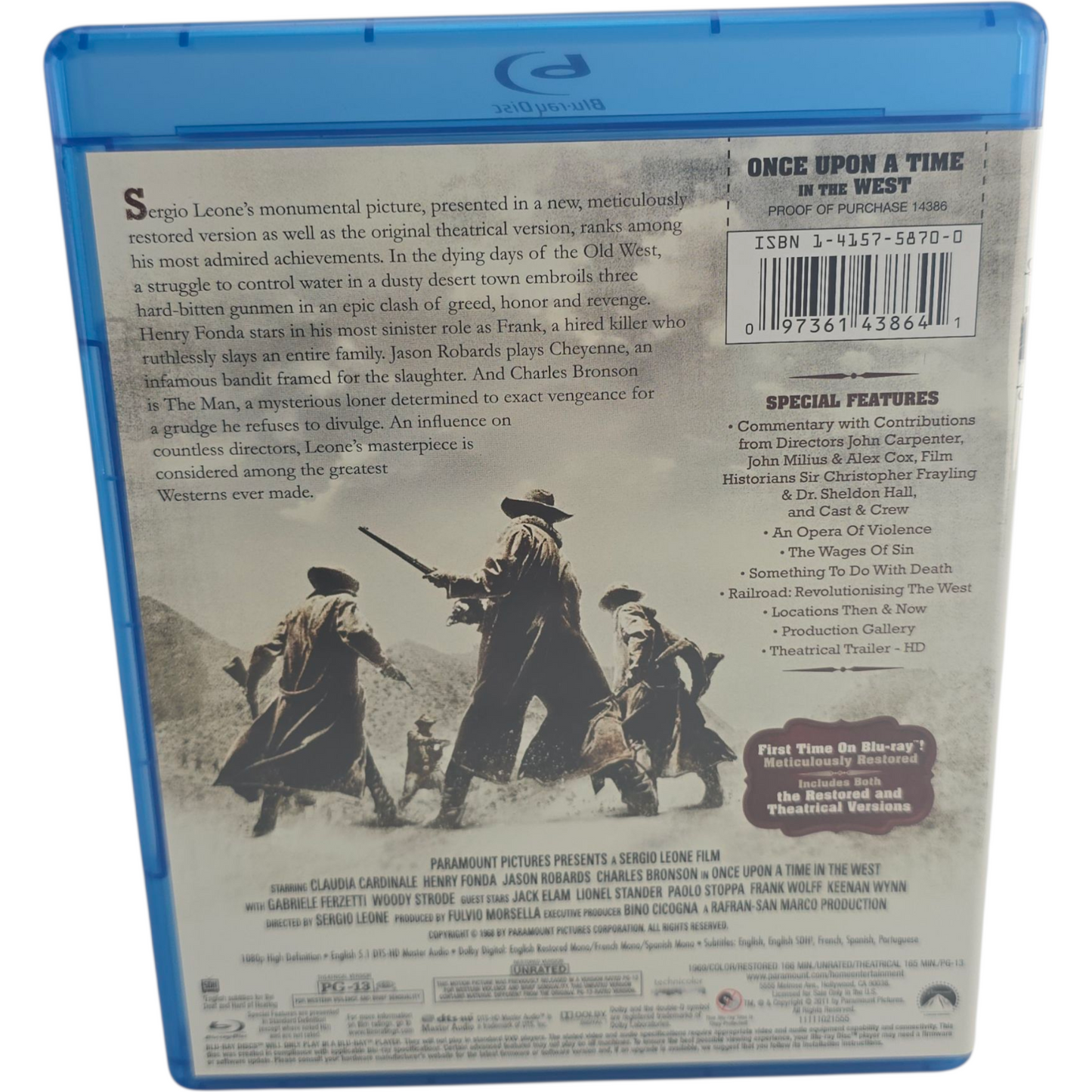 Once Upon a Time in the West Blu-ray Charles Bronson, Claudia Cardinale,Zone 1 US Import