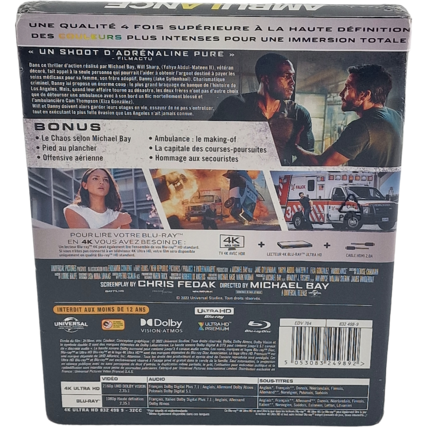 Ambulance 4K Ultra HD + Blu-ray SteelBook Fnac Exclusive Michael Bay Zone Libre