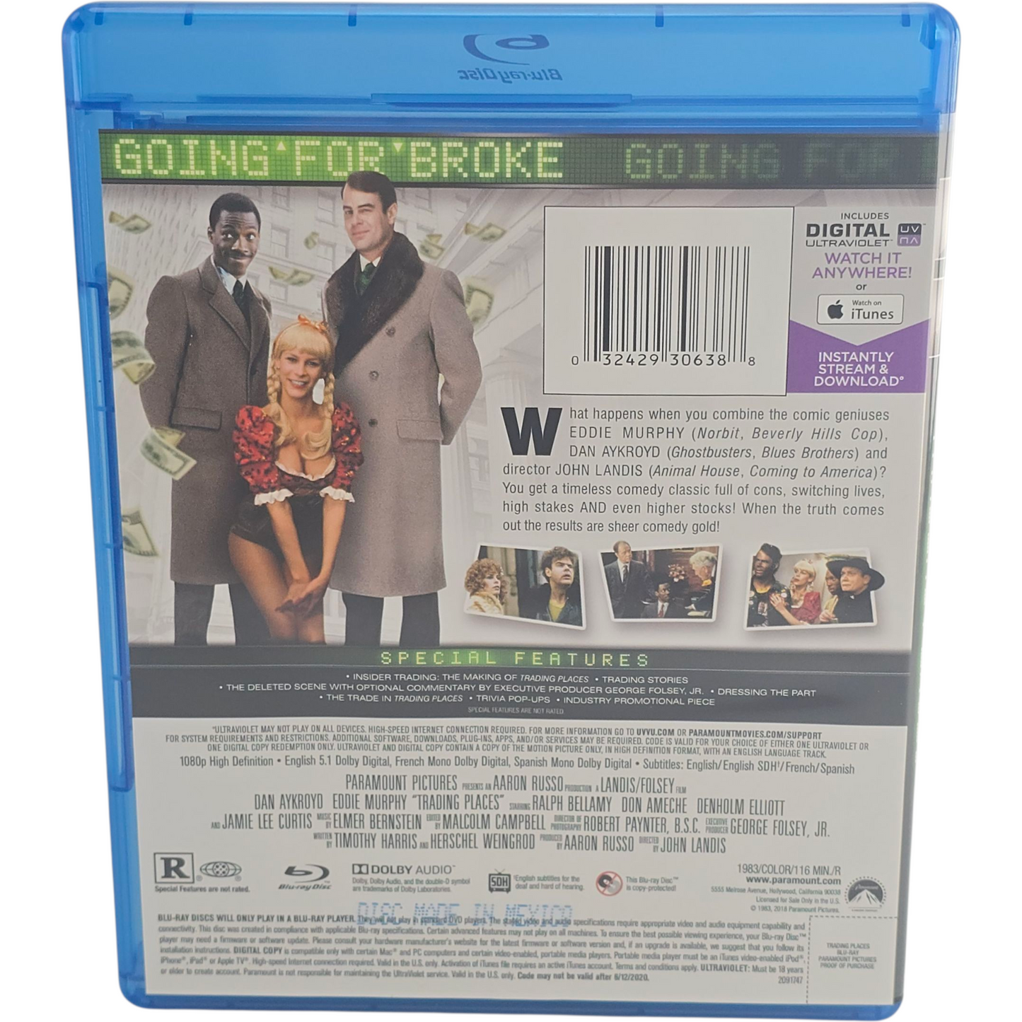 Trading Places Blu-ray Dan Aykroyd, Eddie Murphy Zone 1 US Import