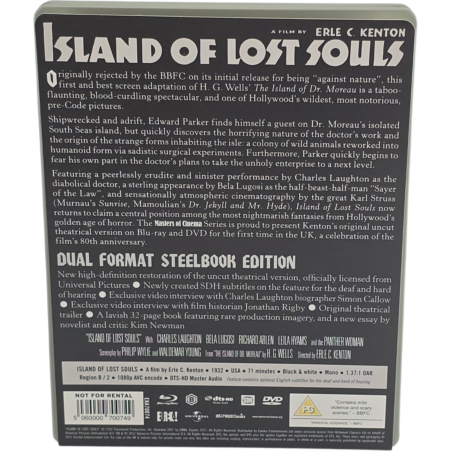 Island of Lost Souls Blu-ray + DVD SteelBook Zavvi Limitée Zone B