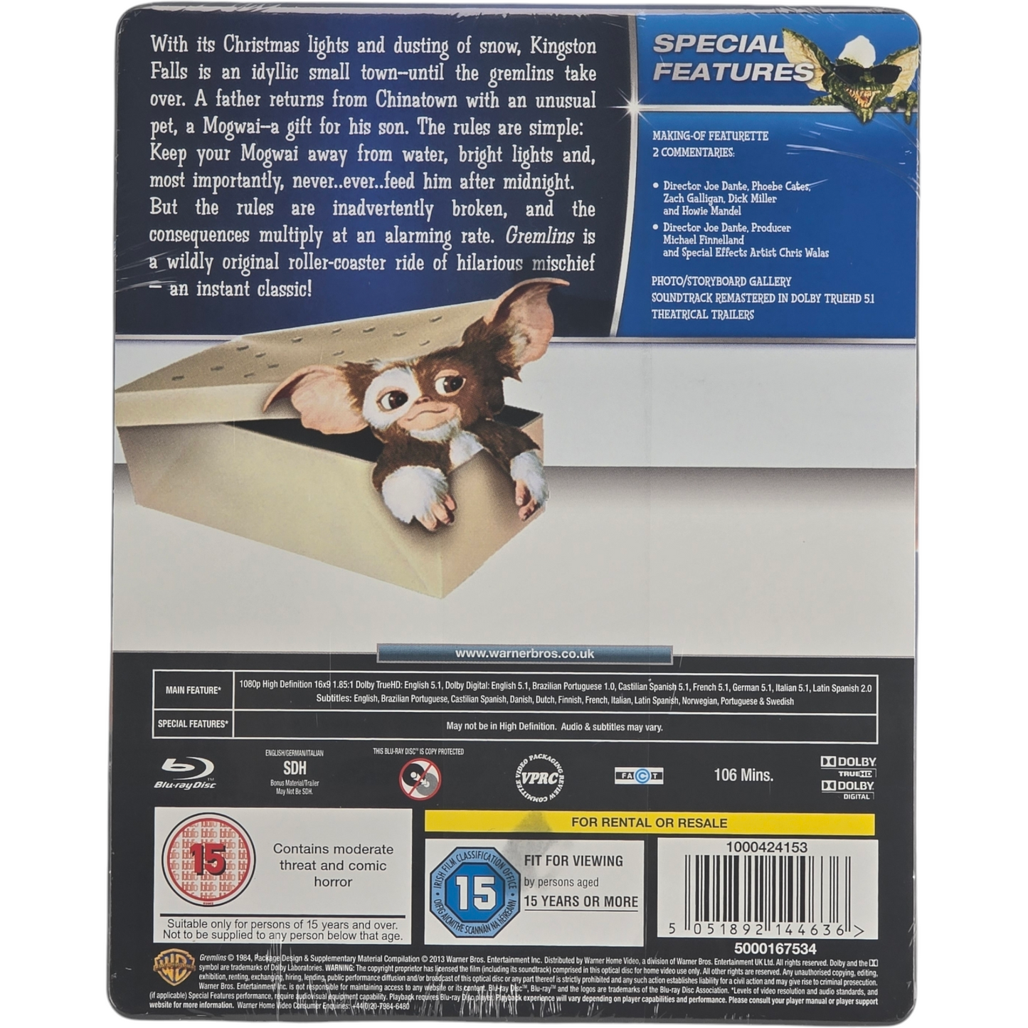 Gremlins 1984 Steelbook Débossé Blu-ray Zavvi Exclusif Édition limitée 2013  B