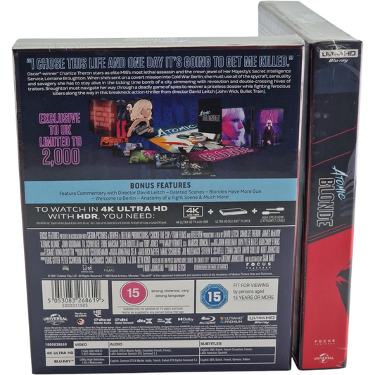 Atomic Blonde Coffret SteelBook 4K Blu-ray UK VF Numéroté 2000 ex Embossé A/B/C