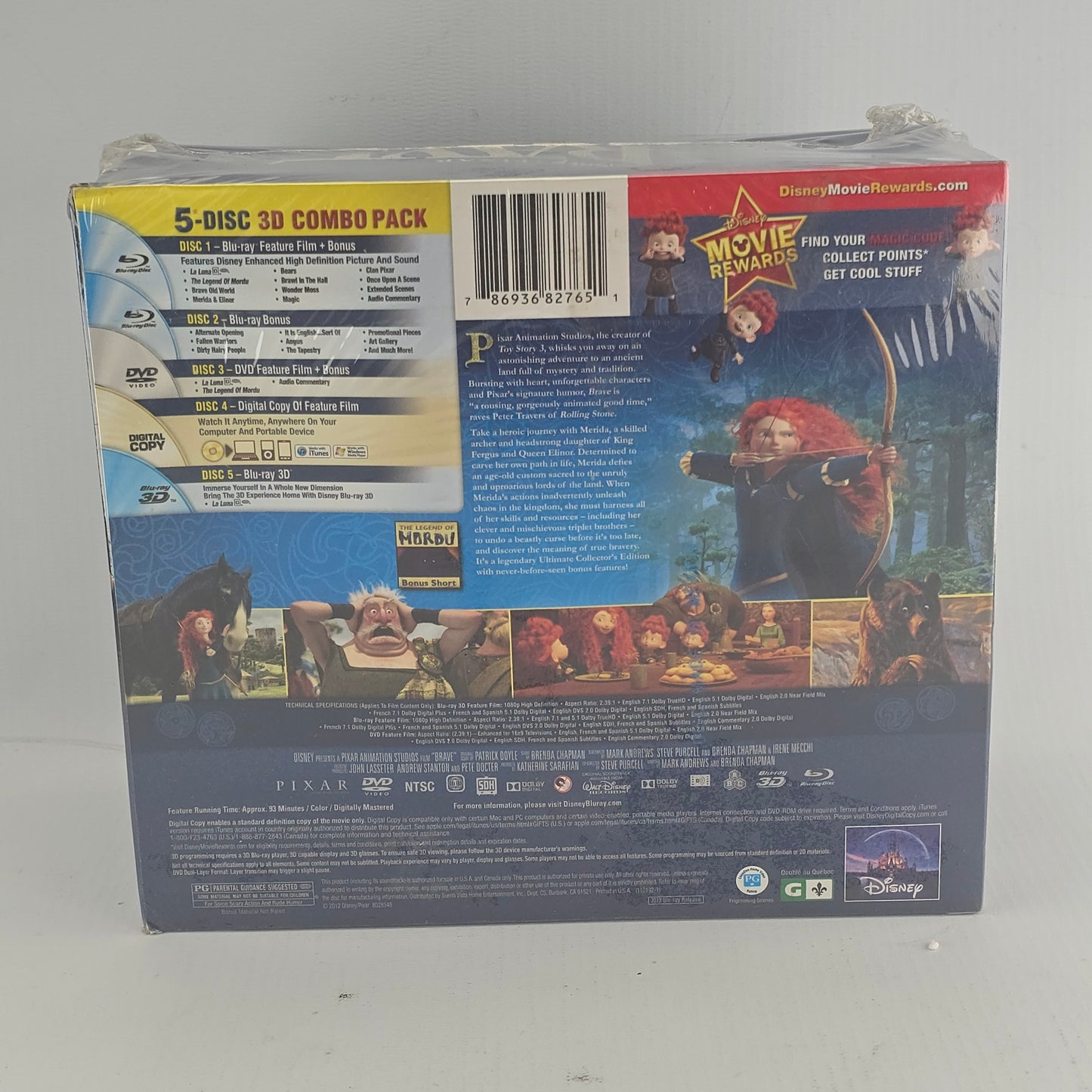 Brave Collector edt 5 Disques Blu-ray 3D+ 2D + DVD + Lunch Box  Zone A Disney