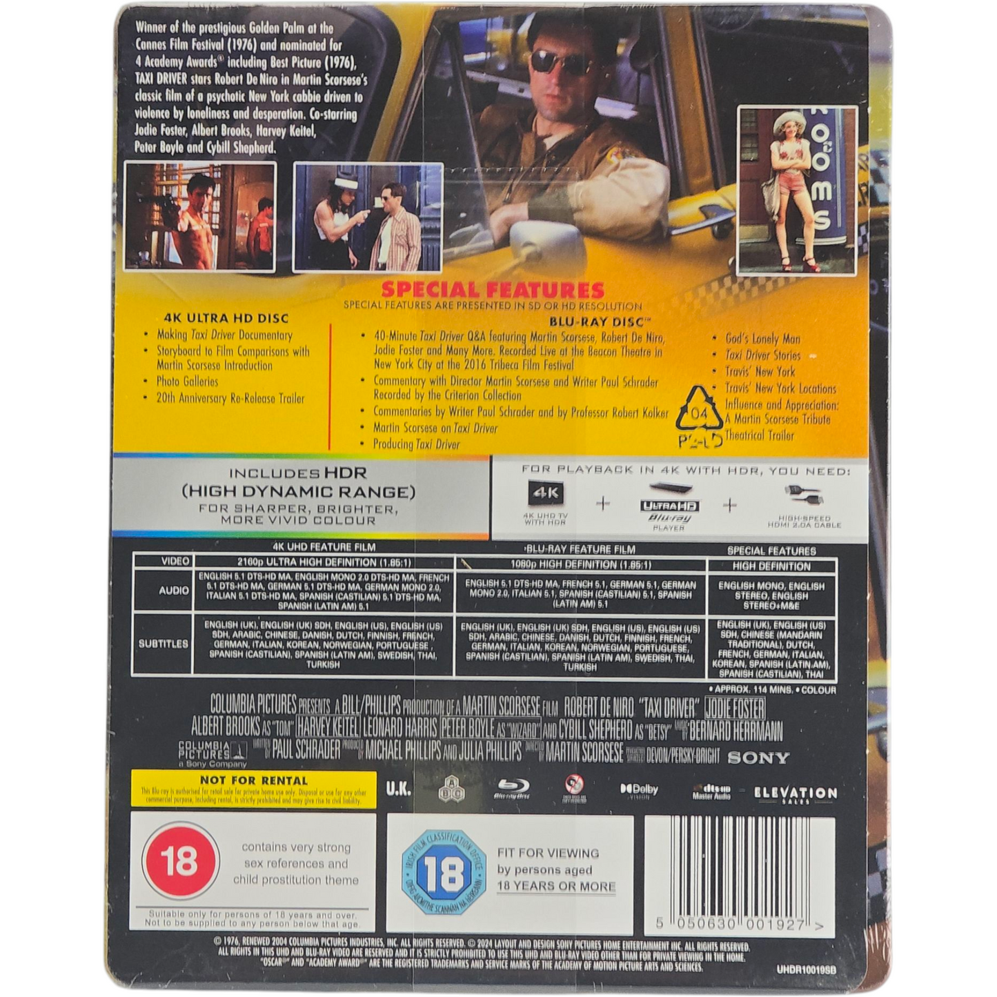 Taxi Driver 4K Ultra HD + Blu-ray SteelBook Robert De Niro Zone Libre  [-18]