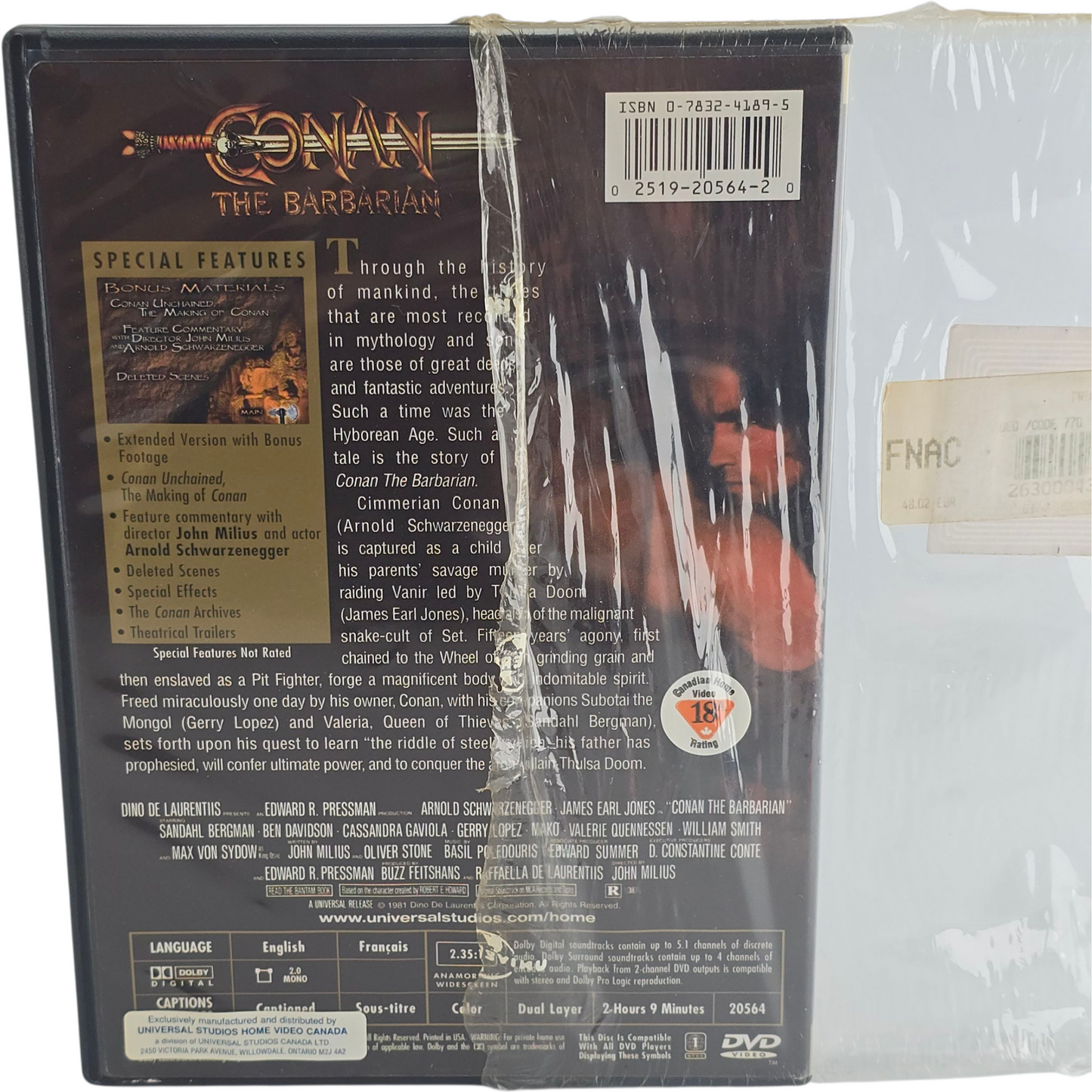 Conan the Barbarian DVD Édition Collector Arnold Schwarzenegger Zone 1