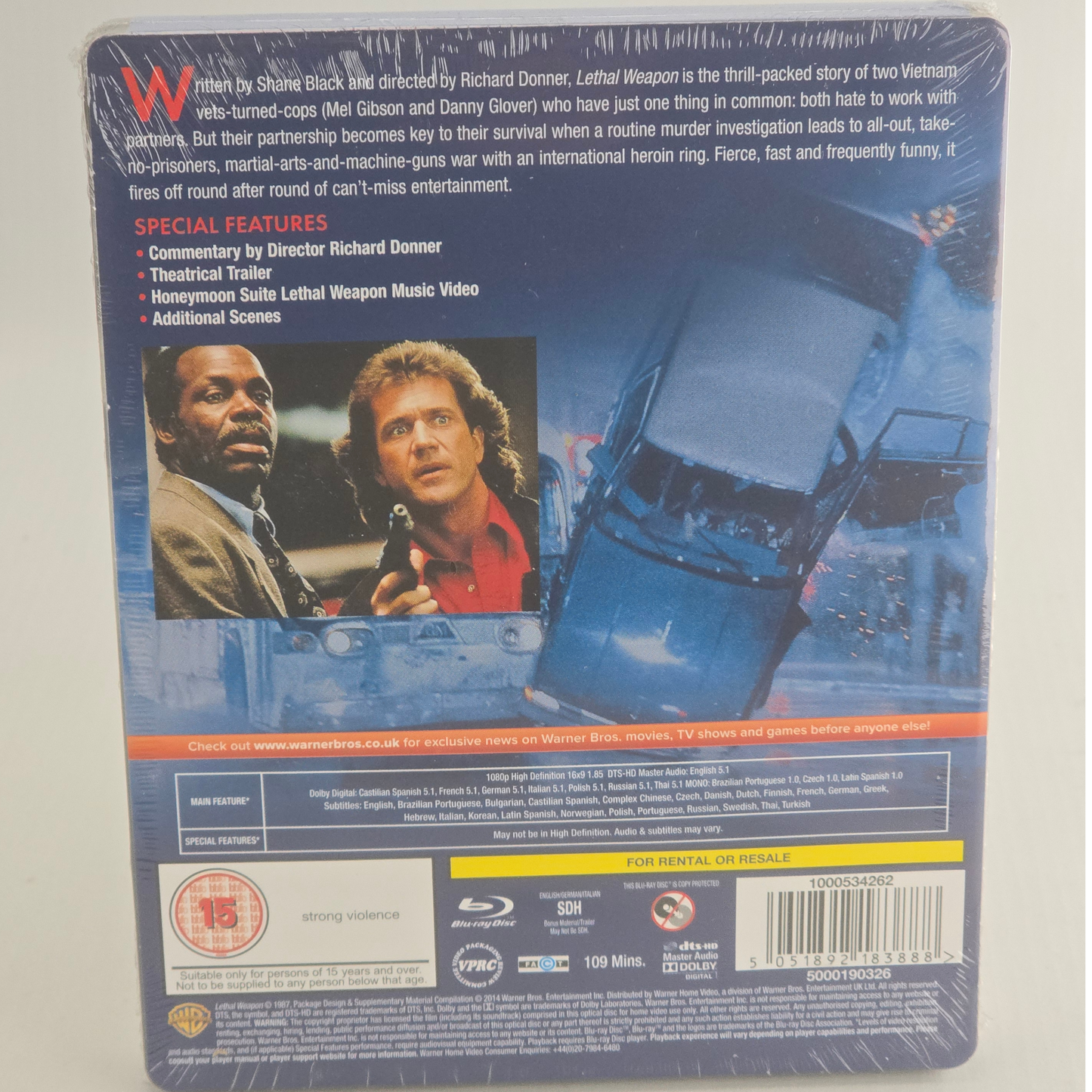 Lethal Weapon SteelBook Débossé Blu-ray Zavvi Mel Gibson, Danny Glover Z Libre