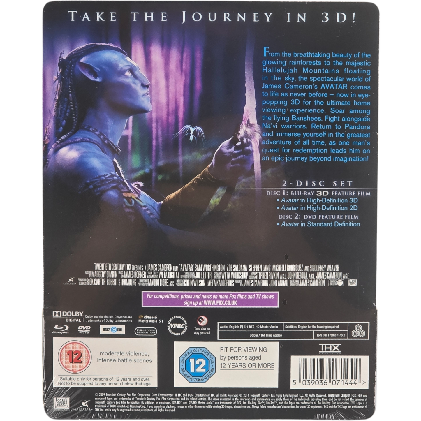 Avatar Steelbook Blu-ray 3D+2D+DVD Lenticulaire Zavvi 3000Ex James Cameron Libre