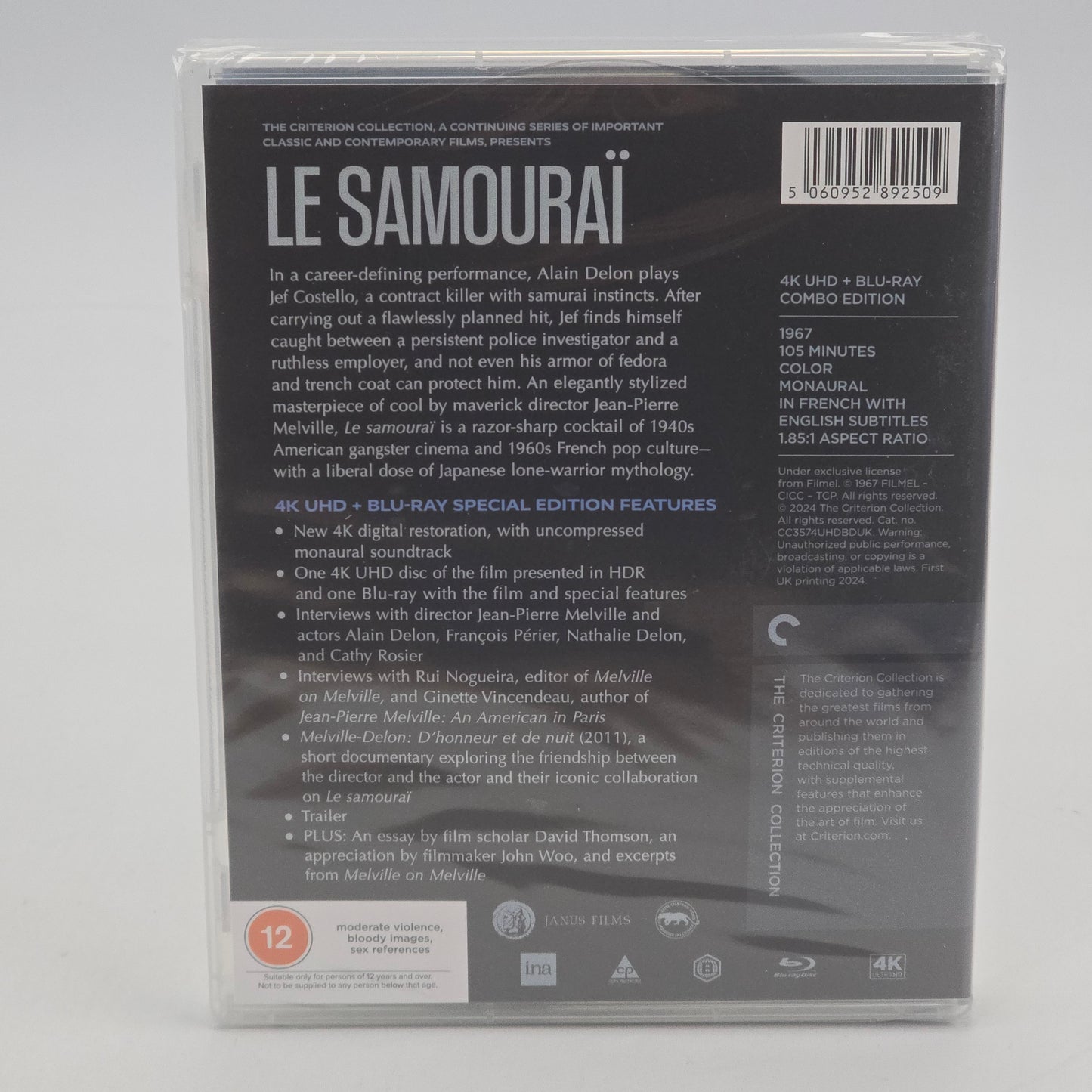Le Samouraï 4K Ultra HD + Blu-ray Criterion Collection Alain Delon  Zone B